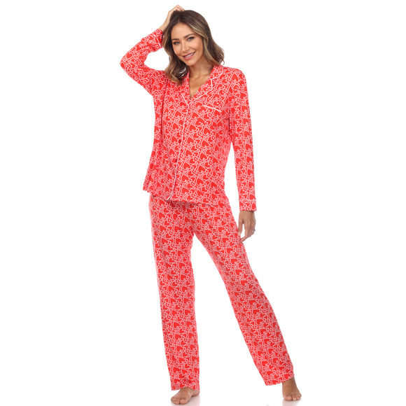 Long Sleeve Heart Print Pajama Set - Picture 2 of 4